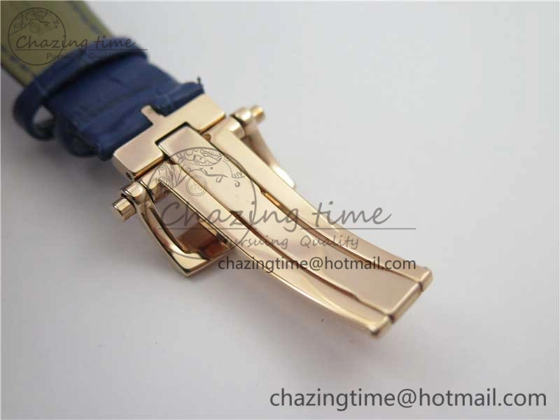 Excalibur Knights of the Round Table II RG ZZF Blue Gold Crystal Dial on Black Leather Strap MIYOTA ZeroBulk 9595