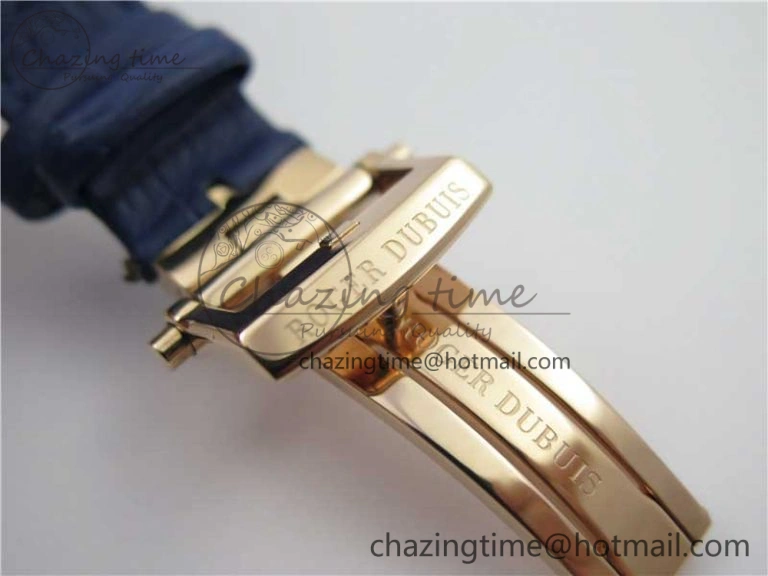 Excalibur Knights of the Round Table II RG ZZF Blue Gold Crystal Dial on Black Leather Strap MIYOTA ZeroBulk 9595