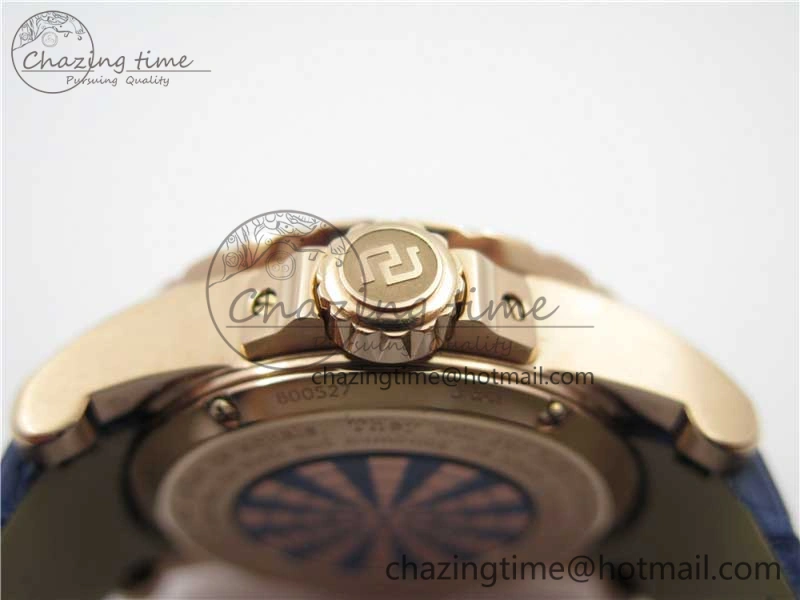 Excalibur Knights of the Round Table II RG ZZF Blue Gold Crystal Dial on Black Leather Strap MIYOTA ZeroBulk 9595
