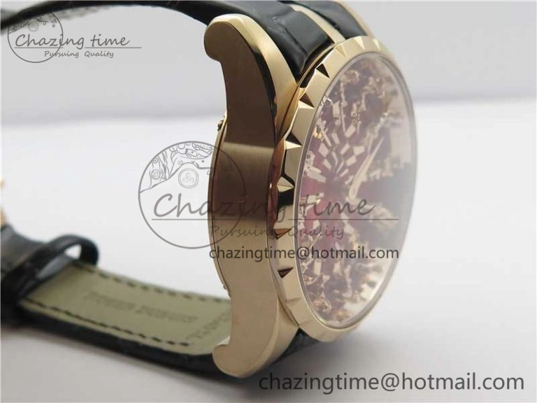 Excalibur Knights of the Round Table II RG ZZF Red Gold Crystal Dial on Black Leather Strap MIYOTA QuickDry 9597