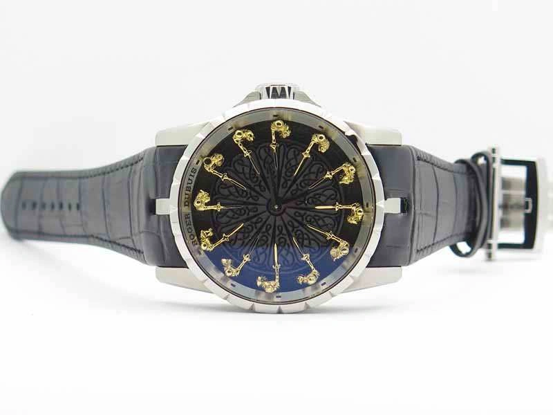 Excalibur RDDBEX0495 SS Black Dial On Black Leather Strap AllSeason 9616