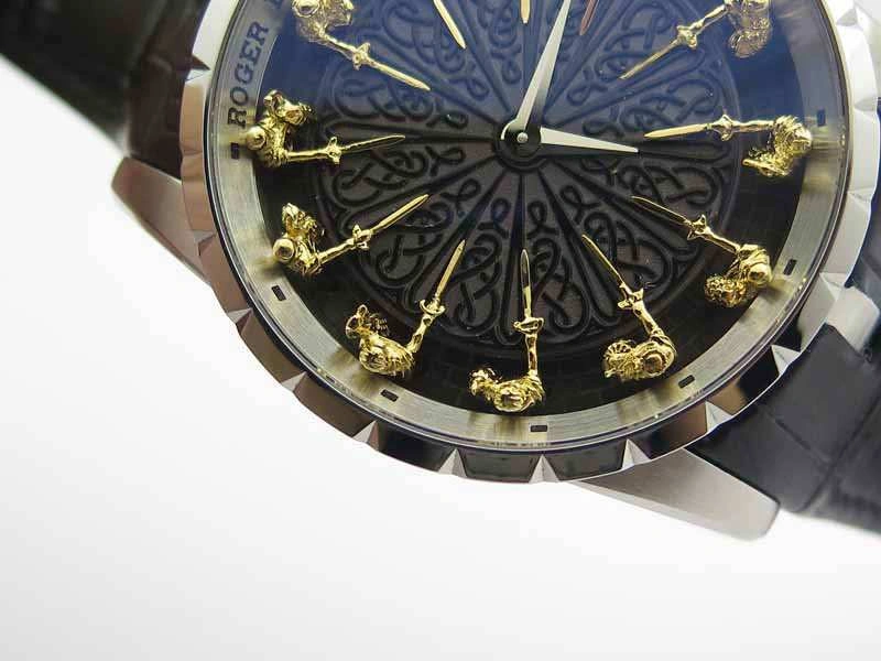 Excalibur RDDBEX0495 SS Black Dial On Black Leather Strap AllSeason 9616
