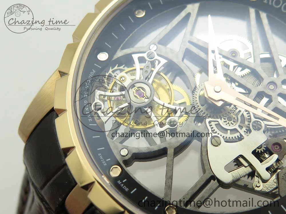 Lightweight Excalibur Rddbex0392 RG BBR Best Edition Skeleton Dial on Brown Leather Strap A2136 Tourbillon 9610