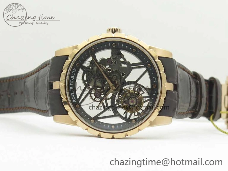 Lightweight Excalibur Rddbex0392 RG BBR Best Edition Skeleton Dial on Brown Leather Strap A2136 Tourbillon 9610