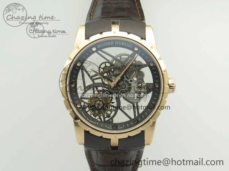 Lightweight Excalibur Rddbex0392 RG BBR Best Edition Skeleton Dial on Brown Leather Strap A2136 Tourbillon 9610