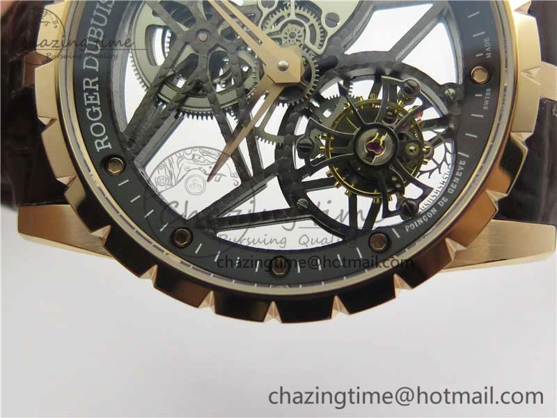 StreetReady Excalibur Rddbex0393 RG BBR Best Edition Skeleton Dial on Brown Leather Strap A2136 Tourbillon V 9593