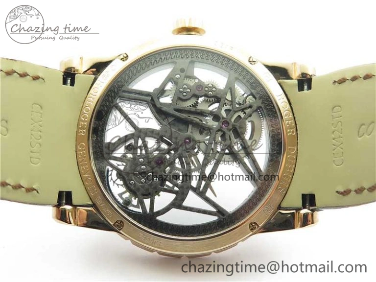 Excalibur Rddbex0393 RG Crystal Bezel BBR Best Edition Skeleton Dial on Brown Leather Strap A2136 Tourbillon V Vibrant 9590