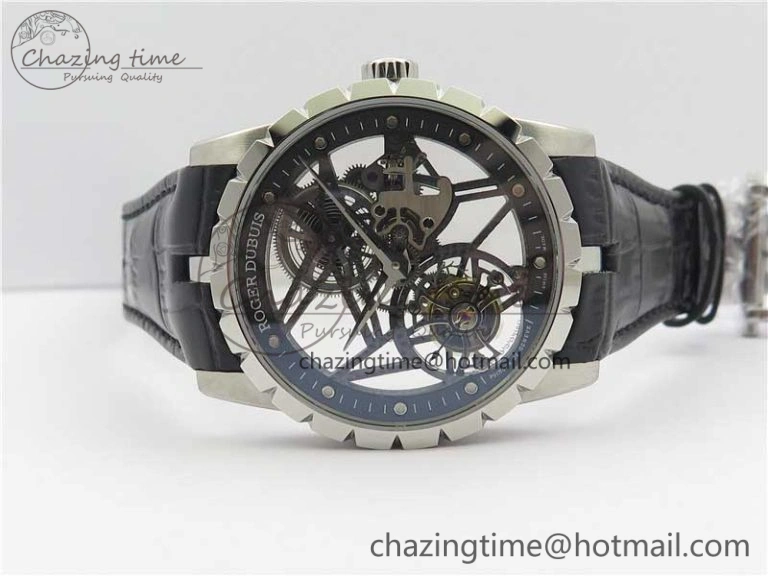 Excalibur Rddbex0393 SS BBR Best Edition Skeleton Dial on Black Leather Strap A2136 Tourbillon V Compact 9594