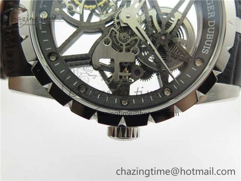 Excalibur Rddbex0393 SS BBR Best Edition Skeleton Dial on Black Leather Strap A2136 Tourbillon V Compact 9594