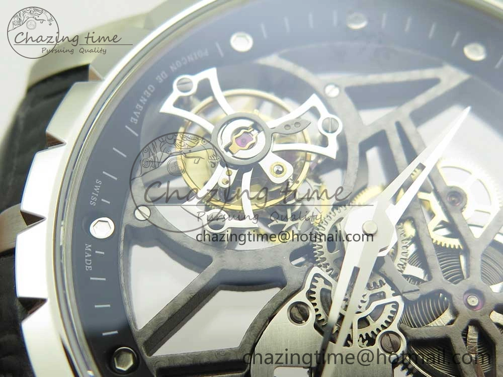 Excalibur Rddbex0393 SS BBR Best Edition Skeleton Dial on Black Leather Strap A2136 Tourbillon EasyCare 9611