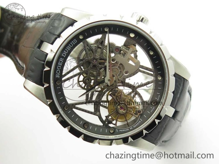 Excalibur Rddbex0393 SS BBR Best Edition Skeleton Dial on Black Leather Strap A2136 Tourbillon EasyCare 9611