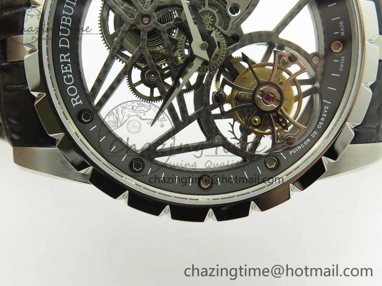 Excalibur Rddbex0393 SS BBR Best Edition Skeleton Dial on Black Leather Strap A2136 Tourbillon EasyCare 9611