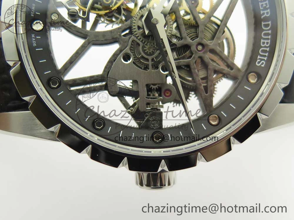 Excalibur Rddbex0393 SS BBR Best Edition Skeleton Dial on Black Leather Strap A2136 Tourbillon EasyCare 9611