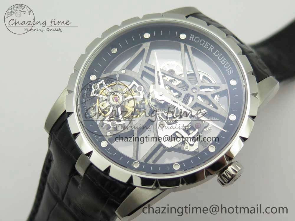 Excalibur Rddbex0393 SS BBR Best Edition Skeleton Dial on Black Leather Strap A2136 Tourbillon EasyCare 9611