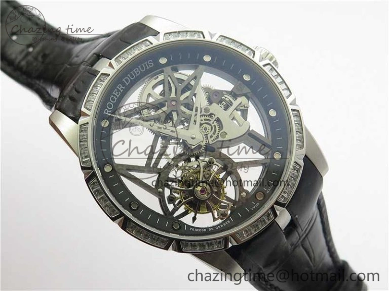 Excalibur Rddbex0393 SS Crystal Bezel BBR Best Edition Skeleton Dial on Black Leather Strap A2136 Tourbillon V StreetReady 9592