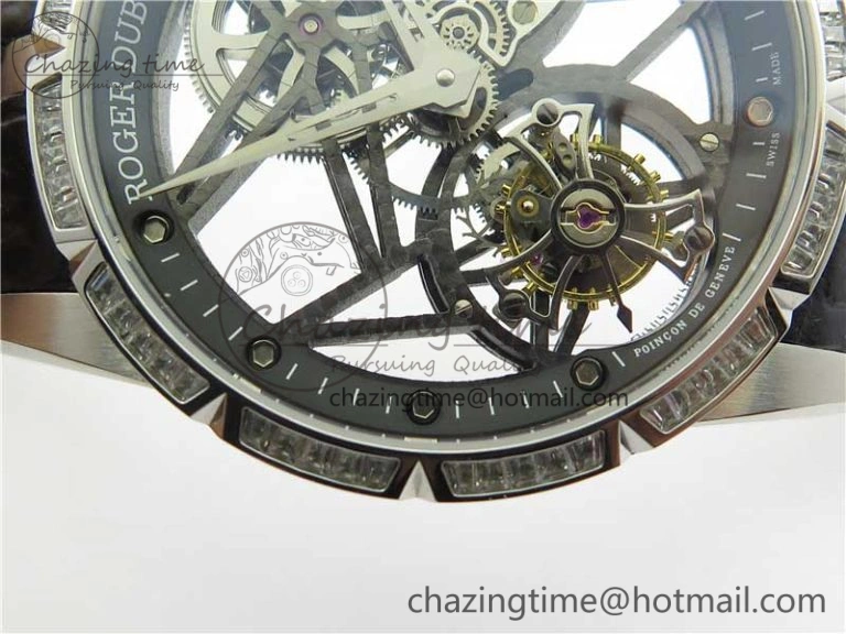 Excalibur Rddbex0393 SS Crystal Bezel BBR Best Edition Skeleton Dial on Black Leather Strap A2136 Tourbillon V StreetReady 9592