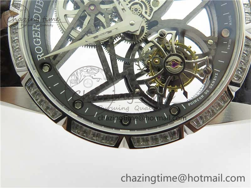 Excalibur Rddbex0393 SS Crystal Bezel BBR Best Edition Skeleton Dial on Black Leather Strap A2136 Tourbillon V StreetReady 9592