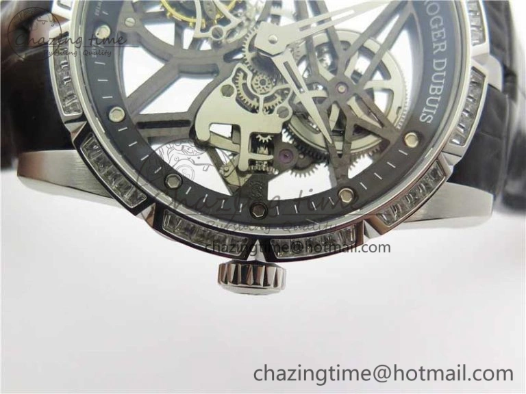 Excalibur Rddbex0393 SS Crystal Bezel BBR Best Edition Skeleton Dial on Black Leather Strap A2136 Tourbillon V StreetReady 9592