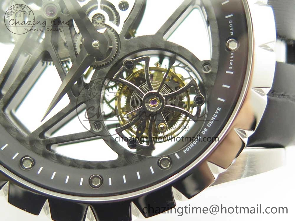 Excalibur Rddbex0393 SS JBF Best Edition Skeleton Dial on Black Leather Strap A2136 Tourbillon Breathable 9607