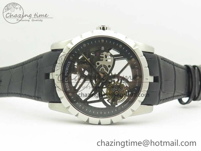 Excalibur Rddbex0393 SS JBF Best Edition Skeleton Dial on Black Leather Strap A2136 Tourbillon Breathable 9607