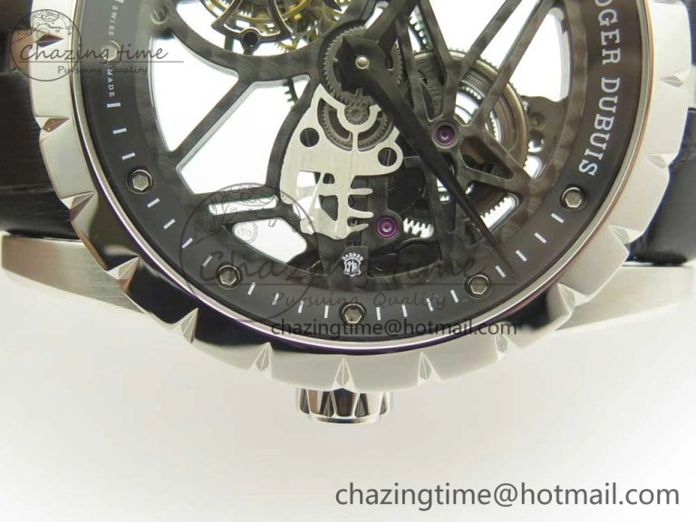 Excalibur Rddbex0393 SS JBF Best Edition Skeleton Dial on Black Leather Strap A2136 Tourbillon Breathable 9607