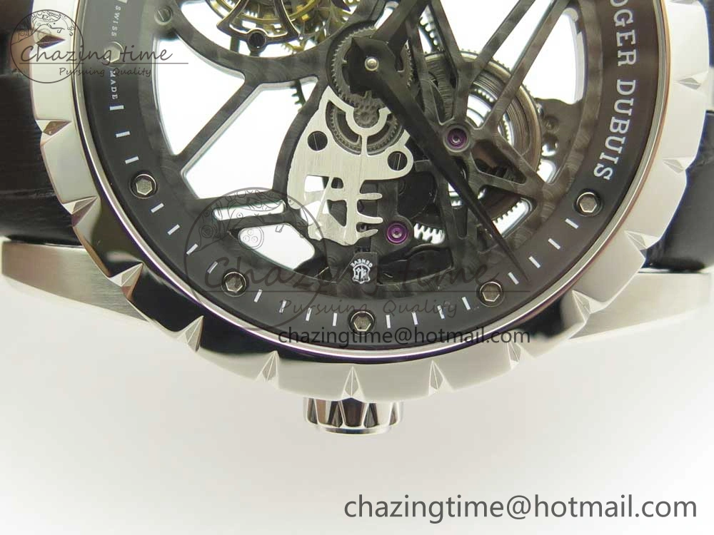 Excalibur Rddbex0393 SS JBF Best Edition Skeleton Dial on Black Leather Strap A2136 Tourbillon Breathable 9607