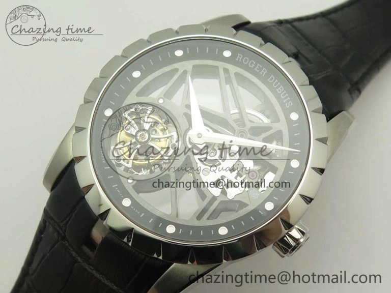 Excalibur Rddbex0393 SS JBF Best Edition Skeleton Dial on Black Leather Strap A2136 Tourbillon Breathable 9607