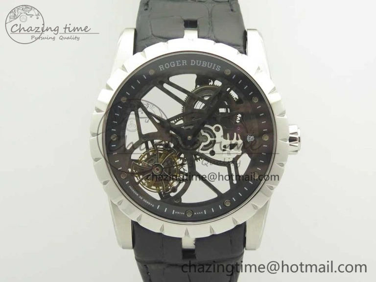 Excalibur Rddbex0393 SS JBF Best Edition Skeleton Dial on Black Leather Strap A2136 Tourbillon Breathable 9607