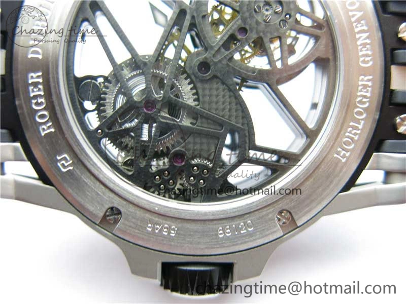 Excalibur Rddbex0479 SS JBF Best Edition Skeleton Dial on Black Rubber Strap Tourbillon Efficient 9601