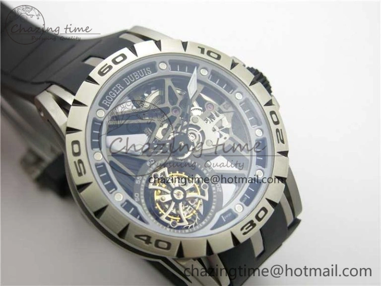 Excalibur Rddbex0479 SS JBF Best Edition Skeleton Dial on Black Rubber Strap Tourbillon Efficient 9601