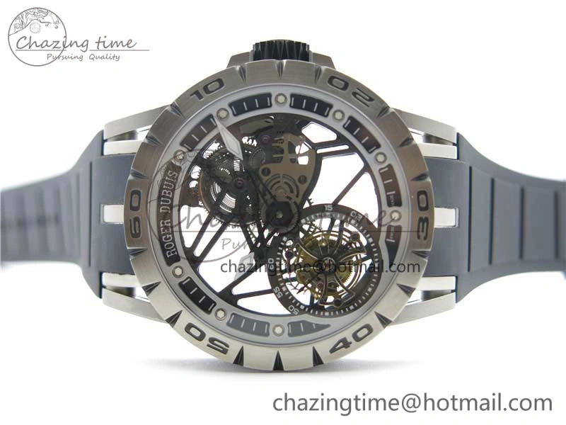 Excalibur Rddbex0479 SS JBF Best Edition Skeleton Dial on Black Rubber Strap Tourbillon Efficient 9601