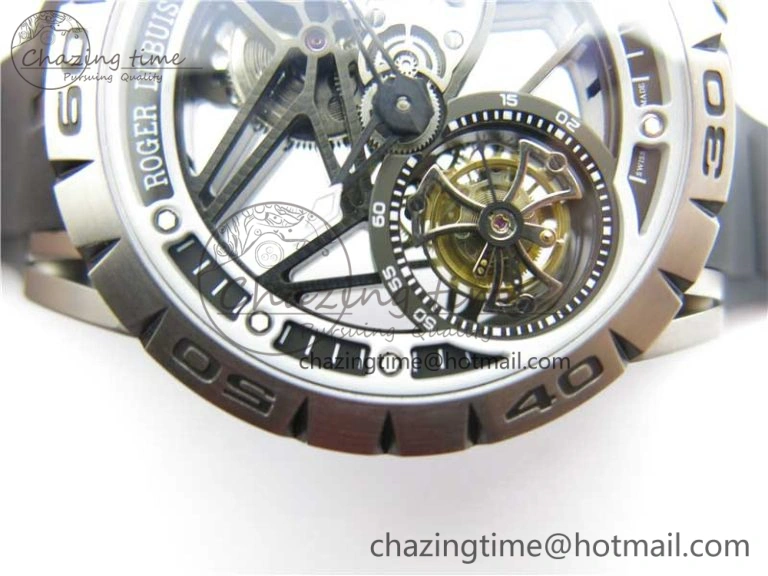 Excalibur Rddbex0479 SS JBF Best Edition Skeleton Dial on Black Rubber Strap Tourbillon Efficient 9601