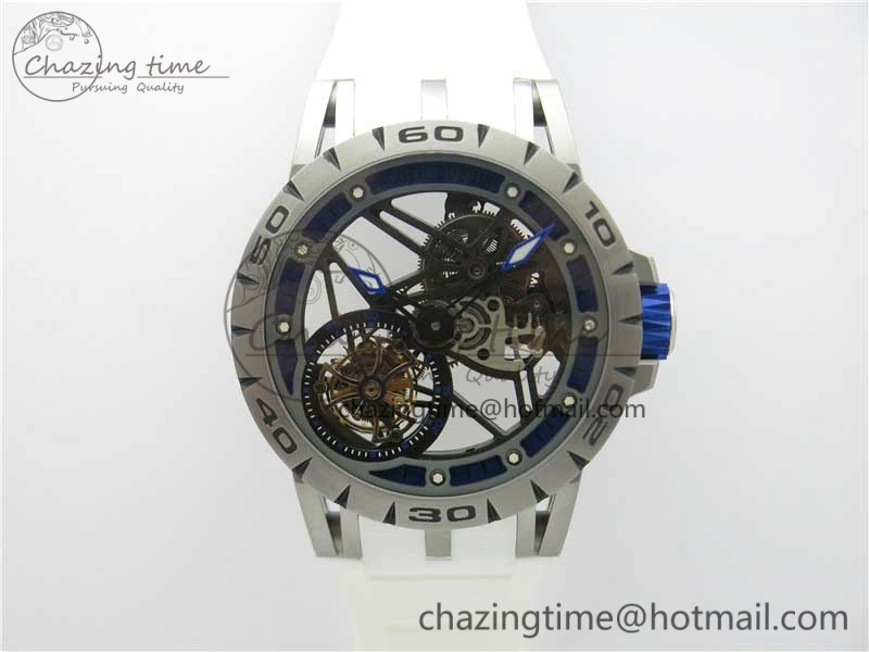 Excalibur Rddbex0479 SS JBF Best Edition Skeleton Dial on White Rubber Strap Tourbillon MoistureWicking 9604