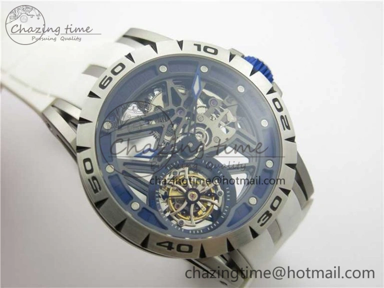 Excalibur Rddbex0479 SS JBF Best Edition Skeleton Dial on White Rubber Strap Tourbillon MoistureWicking 9604