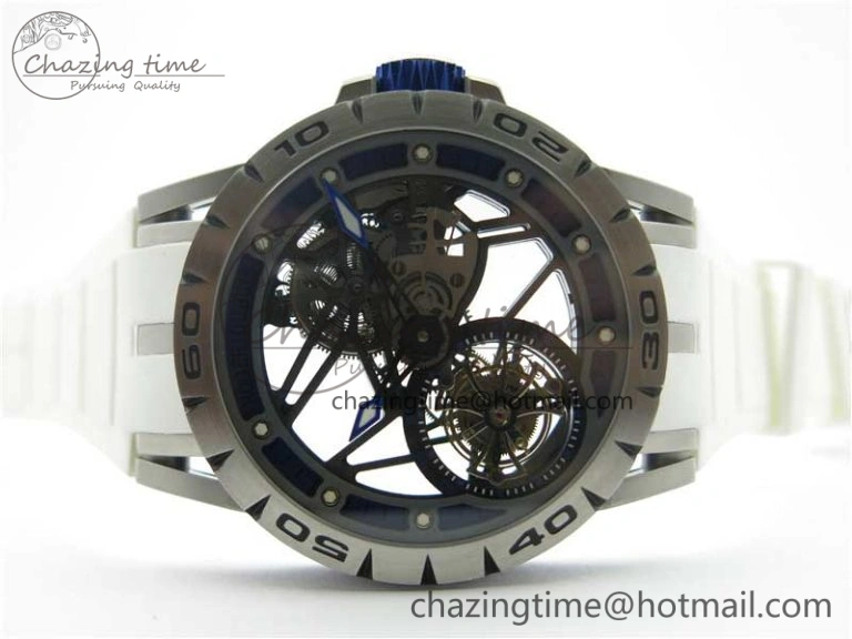 Excalibur Rddbex0479 SS JBF Best Edition Skeleton Dial on White Rubber Strap Tourbillon MoistureWicking 9604
