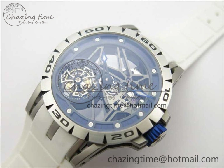 Excalibur Rddbex0479 SS JBF Best Edition Skeleton Dial on White Rubber Strap Tourbillon MoistureWicking 9604