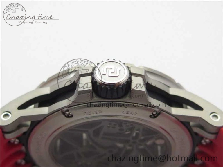 Excalibur Sports Tourbillon SS JBF Best Edition Skeleton Black Dial on Red Rubber Strap Casual 9600