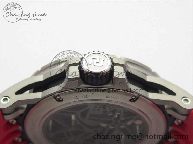 Excalibur Sports Tourbillon SS JBF Best Edition Skeleton Black Dial on Red Rubber Strap Casual 9600