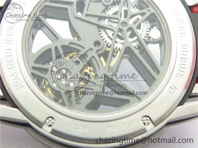 Excalibur Sports Tourbillon SS JBF Best Edition Skeleton Black Dial on Red Rubber Strap Casual 9600