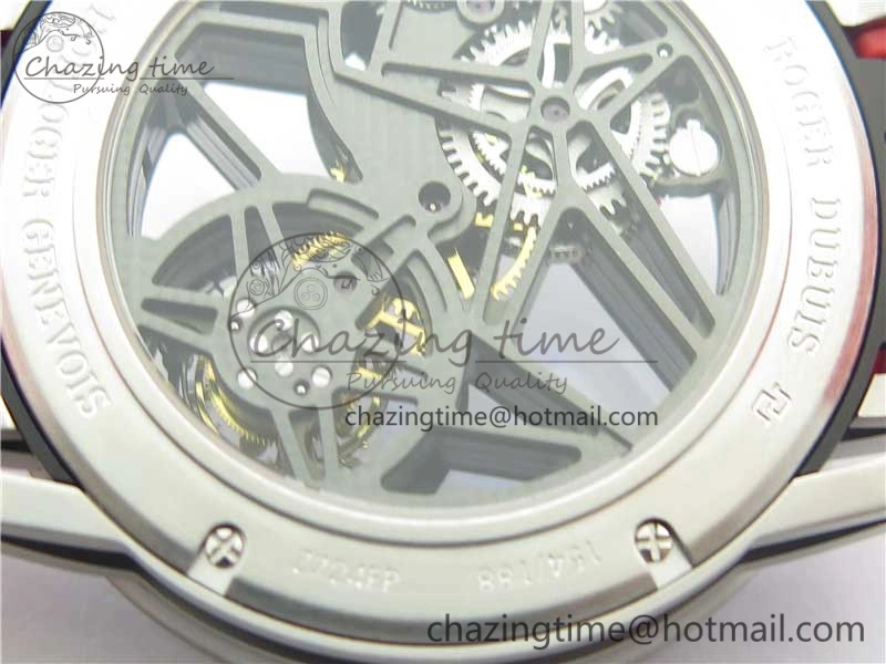Excalibur Sports Tourbillon SS JBF Best Edition Skeleton Black Dial on Red Rubber Strap Casual 9600