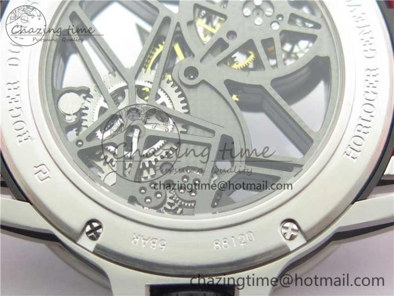 Excalibur Sports Tourbillon SS JBF Best Edition Skeleton Black Dial on Red Rubber Strap Casual 9600