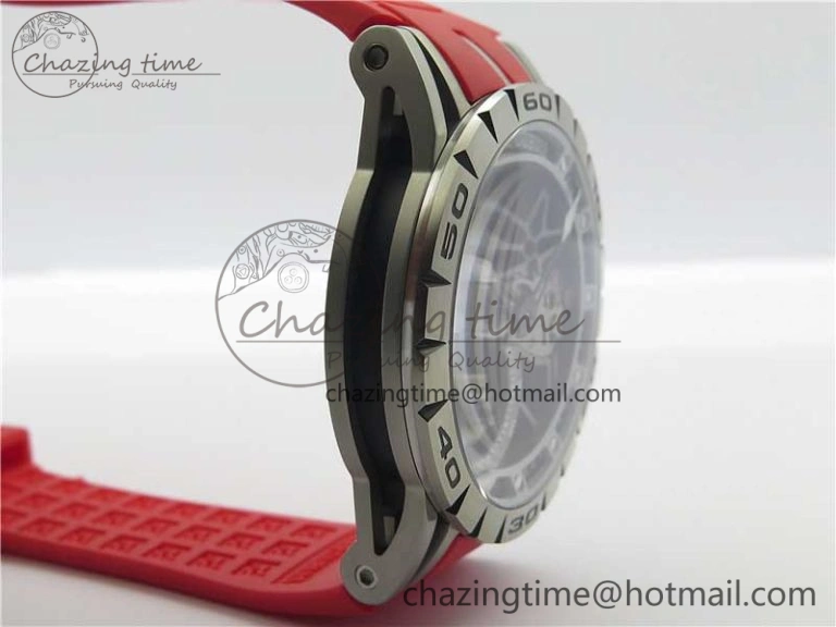 Excalibur Sports Tourbillon SS JBF Best Edition Skeleton Black Dial on Red Rubber Strap Casual 9600