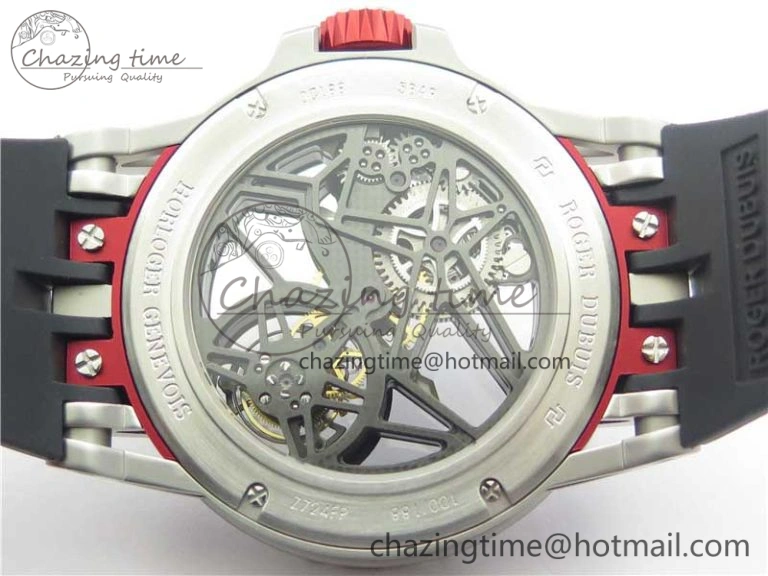 Excalibur Sports Tourbillon SS JBF Best Edition Skeleton Red Dial on Black Rubber Strap NewStyle 9599
