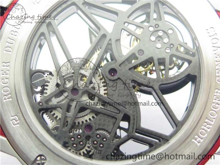 Excalibur Sports Tourbillon SS JBF Best Edition Skeleton Red Dial on Black Rubber Strap NewStyle 9599