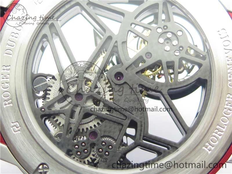 Excalibur Sports Tourbillon SS JBF Best Edition Skeleton Red Dial on Black Rubber Strap NewStyle 9599