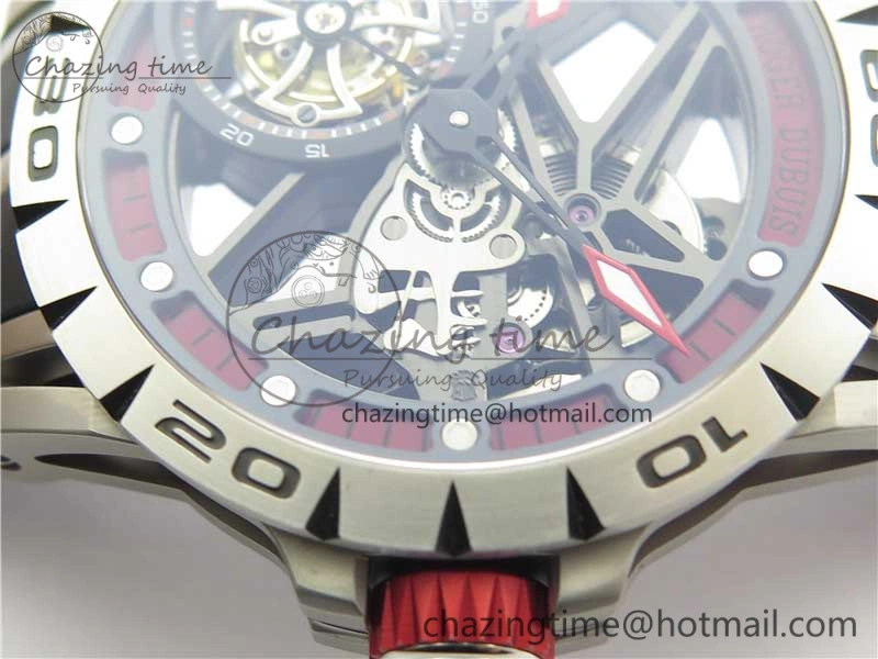 Excalibur Sports Tourbillon SS JBF Best Edition Skeleton Red Dial on Black Rubber Strap NewStyle 9599