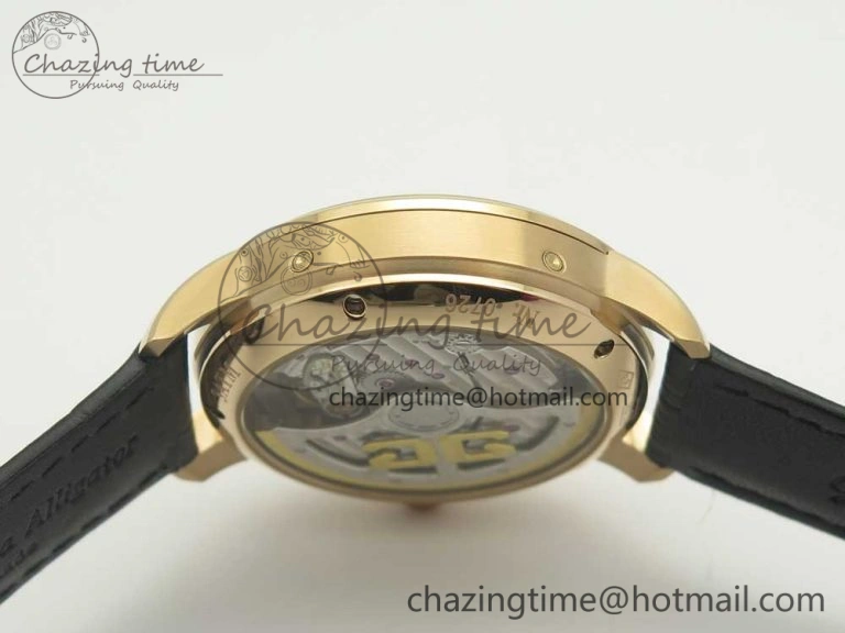 SoftTouch Excellence Panorama 40mm Date Moon Phase RG ETC Marker 1:1 Best Edition White Dial on Black Leather Strap A 6633