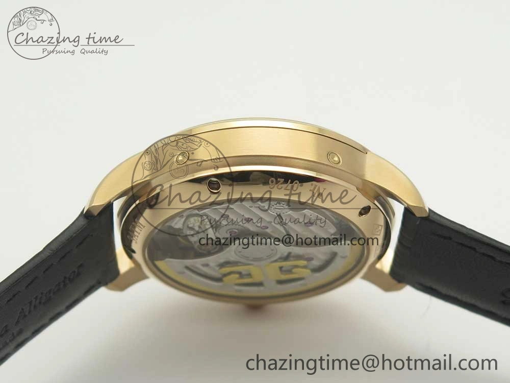 SoftTouch Excellence Panorama 40mm Date Moon Phase RG ETC Marker 1:1 Best Edition White Dial on Black Leather Strap A 6633
