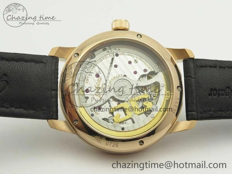 SoftTouch Excellence Panorama 40mm Date Moon Phase RG ETC Marker 1:1 Best Edition White Dial on Black Leather Strap A 6633
