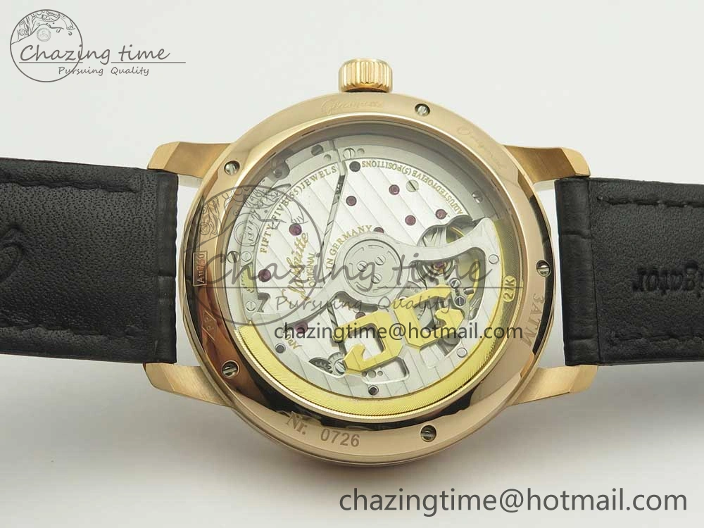 SoftTouch Excellence Panorama 40mm Date Moon Phase RG ETC Marker 1:1 Best Edition White Dial on Black Leather Strap A 6633